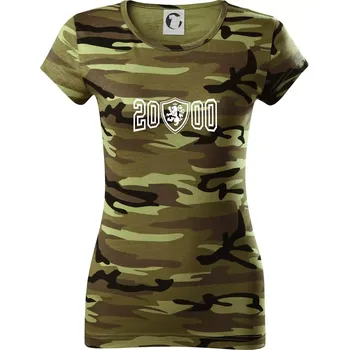 Dámské tričko Narozeninový motiv - znak - 2000 - Dámské maskáčové triko - XS ( Zelený maskáč )