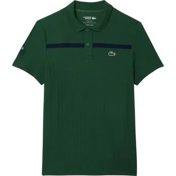 Pánské tričko Pánské tenisové polo tričko Lacoste Ultra Dry Badge Accent Heritage - green/navy blue Zelený (XL)
