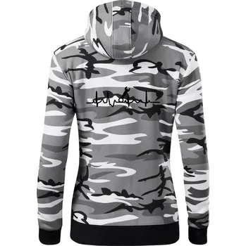 Dámská mikina Ekg klíč - montér - Dámská mikina trendy zipper s kapucí - S ( Šedý maskáč )