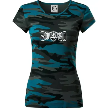 Dámské tričko Narozeninový motiv - znak - 2020 - Dámské maskáčové triko - XS ( Petrolejová maskáč )