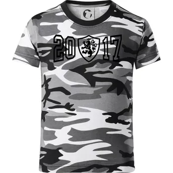 Chlapecké oblečení Narozeninový motiv - znak - 2017 - Dětské maskáčové triko - 122 cm/6 let ( Šedý maskáč )