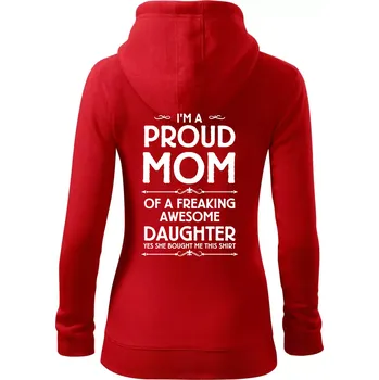 Dámská mikina Proud Mom Daughter - Dámská mikina trendy zipper s kapucí - L ( Červená )
