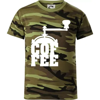 Coffee mlýnek - Dětské maskáčové triko - 104-110cm / 3-4 roky ( Zelený maskáč )