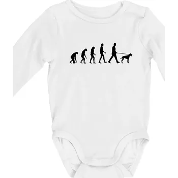 Kojenecký body Evoluce pes ohař - Body kojenecké s dlouhým rukávem - Dlouhý r. do 3 měs ( Bílá )
