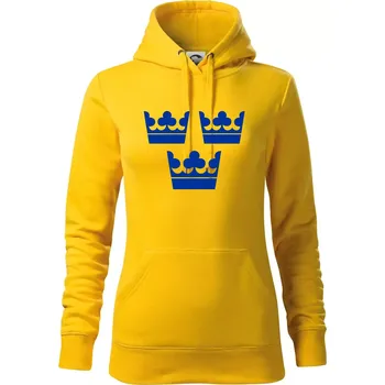 Dámská mikina Švédské koruny 3x velké modré - Mikina dámská Cape s kapucí - XS ( Žlutá )