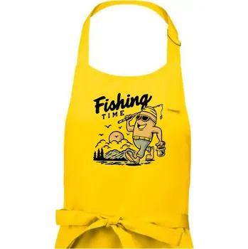 Kuchyňská zástěra Fishing Time na výletě - Dámská zástěra na vaření - Univerzální velikost ( Žlutá )