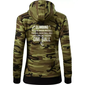 Dámská mikina Climbing beacause one ball - Dámská mikina trendy zipper s kapucí - M ( Zelený maskáč )