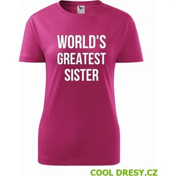 Dámské oblečení Dámské tričko Worlds Greatest Sister - Barva: purpurová, Velikost XXL