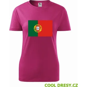 Dámské tričko Dámské tričko s portugalskou vlajkou - Barva: purpurová, Velikost M