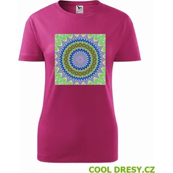 Dámské tričko Dámské tričko s mandalou 3 - Barva: purpurová, Velikost XXL