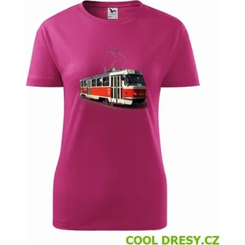 Dámské tričko Tričko s tramvají T3 dámské - Barva: purpurová, Velikost S