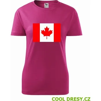 Dámské tričko Dámské tričko s kanadskou vlajkou - Barva: purpurová, Velikost M