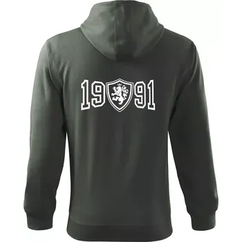 Pánská mikina Narozeninový motiv - znak - 1991 - Mikina s kapucí na zip trendy zipper - S ( Tmavá břidlice (šedá se zeleným nádechem) )