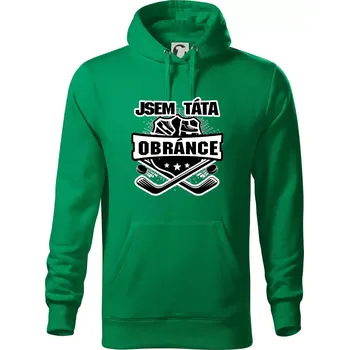 Pánská mikina Hokejový erb - Táta obránce - Mikina pánská Cape s kapucí - 5XL ( Středně zelená )