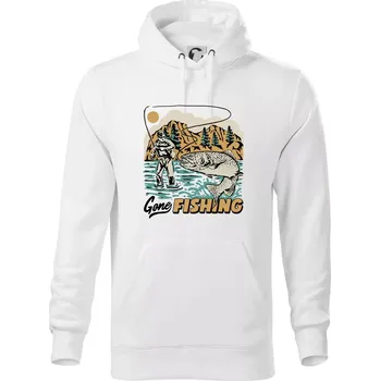 Pánská mikina Gone Fishing - Mikina pánská Cape s kapucí - 5XL ( Bílá )