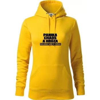 Dámská mikina Panika, chaos a hrůza - Mikina dámská Cape s kapucí - 2XL ( Žlutá )