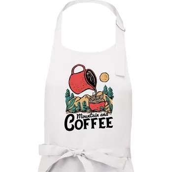Kuchyňská zástěra Mountain and Coffee - Pánská zástěra na vaření - Univerzální velikost ( Bílá )