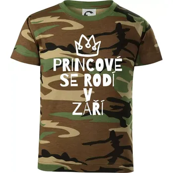 Princové se rodí v září - Dětské maskáčové triko - 146 cm/10 let ( Hnědý maskáč )