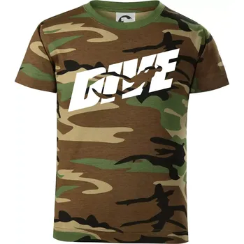 Chlapecké tričko Freediving - Dive - Dětské maskáčové triko - 134 cm/8 let ( Hnědý maskáč )