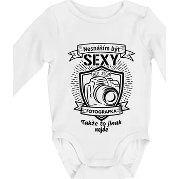Kojenecký body Nesnáším být sexy fotografka - Body kojenecké s dlouhým rukávem - Dlouhý r. do 3 měs ( Bílá )