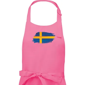 Kuchyňská zástěra Švédská vlajka kreslená - Pánská zástěra na vaření - Univerzální velikost ( Růžová )