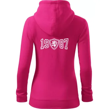 Dámská mikina Narozeninový motiv - znak - 1987 - Dámská mikina trendy zipper s kapucí - XS ( Purpurová )