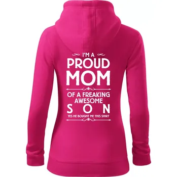 Dámská mikina Proud mom SON - Dámská mikina trendy zipper s kapucí - XL ( Purpurová )