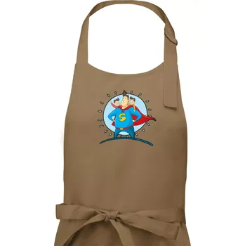 Kuchyňská zástěra Táta superman - kluk a kluk - Dámská zástěra na vaření - Univerzální velikost ( Cappuccino )