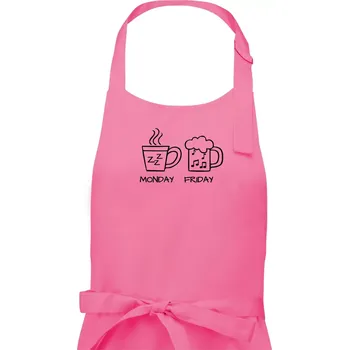 Kuchyňská zástěra Monday - Friday - Coffee Beer - Pánská zástěra na vaření - Univerzální velikost ( Růžová )