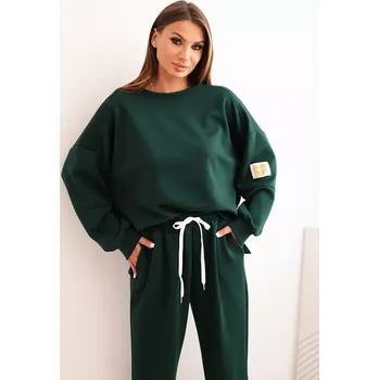 Kesi Włoski Dámský set máslový s volnou mikinou a kalhotami s nápisem LOVE tmavě zelený Kesi Włoski zelená 3393074