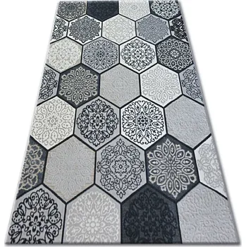 Koberec Kusový koberec LISBOA carpet LISBOA 27212/356 šestiúhelník / plástev medu / šedý, velikost 80x150
