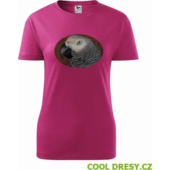 Dámské oblečení Dámské tričko s papouškem 6 - Barva: purpurová, Velikost M
