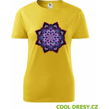 Dámské tričko Dámské tričko s mandalou 16 - Barva: žlutá, Velikost S