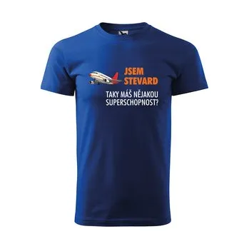 Pánské tričko Tričko s potiskem Jsem stevard, taky máš nějakou superschopnost?: modré 4XL
