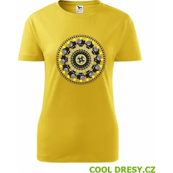 Dámské tričko Dámské tričko s mandalou 9 - Barva: žlutá, Velikost XL