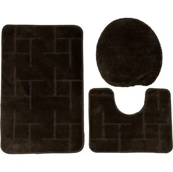 Koberec Sada koupelnových koberečků TERAMO tmavě hnědá 40x50, 50x80 cm
