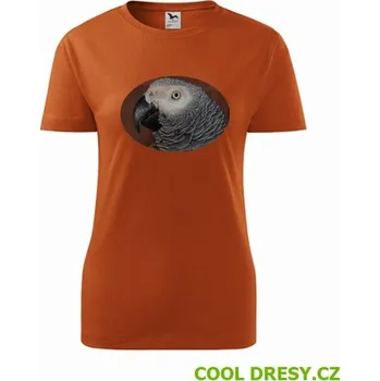Dámské tričko s papouškem 6 - Barva: oranžová, Velikost L