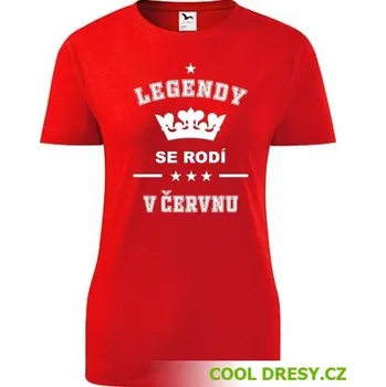 Dámské tričko Dámské tričko Legendy se rodí v červnu - Barva: červená, Velikost M