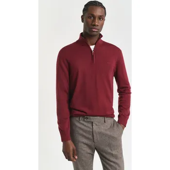 Pánský svetr SVETR GANT EXTRAFINE MERINO WOOL HALF ZIP PLUMPED RED