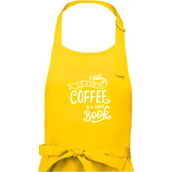 Kuchyňská zástěra Happiness is a Cup of Coffee and a Good Book - Dámská zástěra na vaření - Univerzální velikost ( Žlutá )