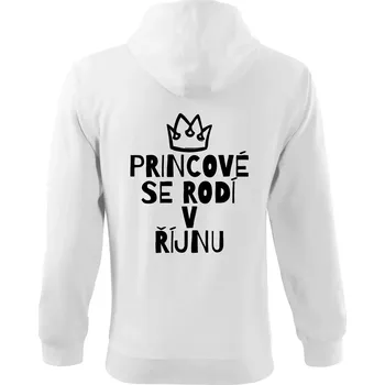 Pánská mikina Princové se rodí v říjnu - Mikina s kapucí na zip trendy zipper - S ( Bílá )