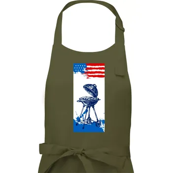 Kuchyňská zástěra USA BBQ draw grill - Pánská zástěra na vaření - Univerzální velikost ( Khaki )