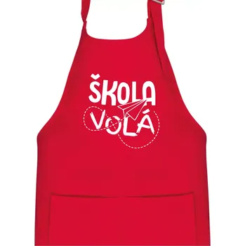 Kuchyňská zástěra Škola volá - Dětská zástěra na vaření - Univerzální velikost ( Červená )