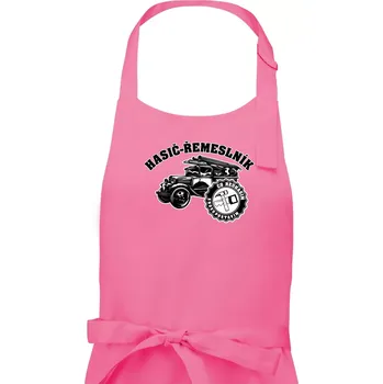Kuchyňská zástěra Hasič řemeslník - Pánská zástěra na vaření - Univerzální velikost ( Růžová )