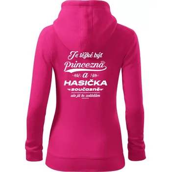 Dámská mikina Je těžké být princezna - Hasička - Dámská mikina trendy zipper s kapucí - XL ( Purpurová )