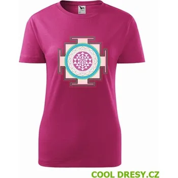 Dámské tričko Dámské tričko s mandalou 5 - Barva: purpurová, Velikost XXL