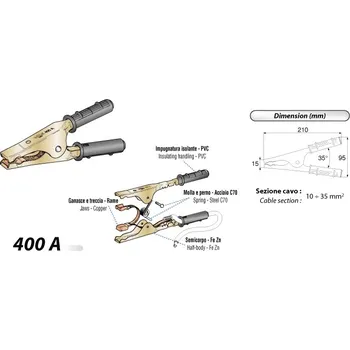 Bateriové kleště MTA kleště bateriové 400A 210mm (Krokosvorka 4914268)