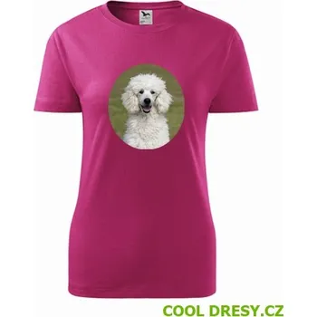 Dámské oblečení Dámské tričko s pudlem - Barva: purpurová, Velikost XXL