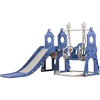 Dětské hřiště Emporio Plastová skluzavka s houpačkou a basketbalovým košem, modrá