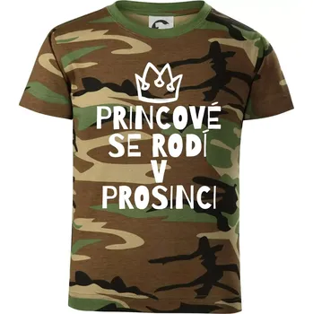 Chlapecké tričko Princové se rodí v prosinci - Dětské maskáčové triko - 134 cm/8 let ( Hnědý maskáč )